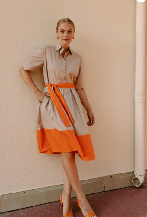 MORE THAN THAT - DRESS GINA BEIGE/ORANGE