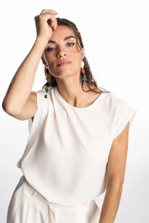 DAME BLANCHE - EMMY-G44 FLUIDO TOP ECRU