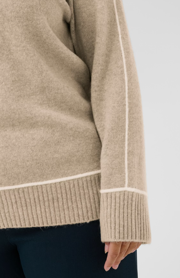 KAFFE CURVE - KCJINA KNIT PULLOVER FEATHER GREY MELANGE