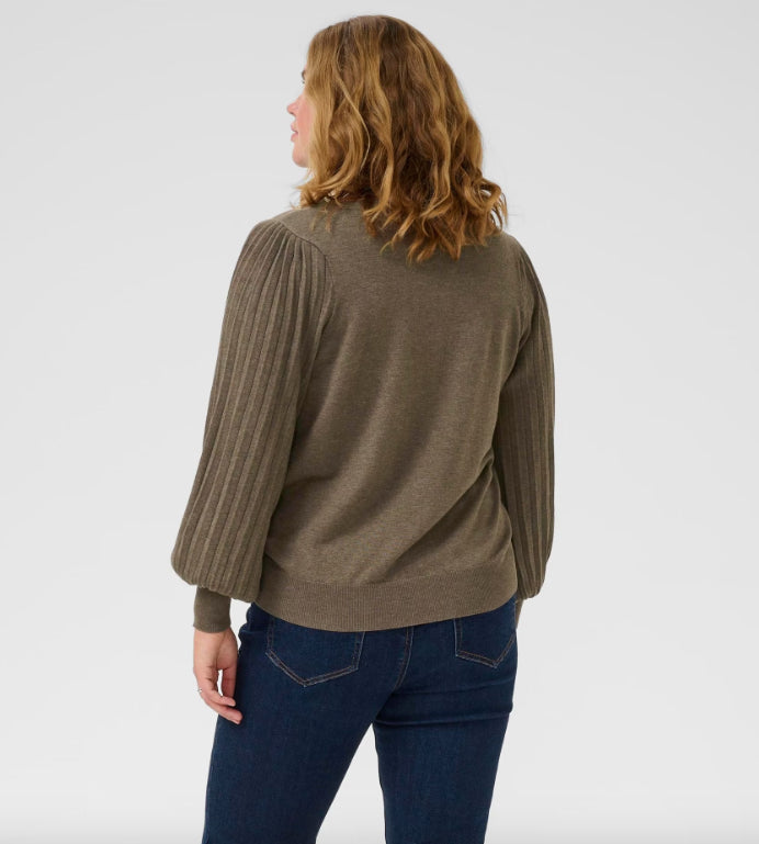 KAFFE CURVE - KCLONI KNIT PULLOVER MOREL MELANGE