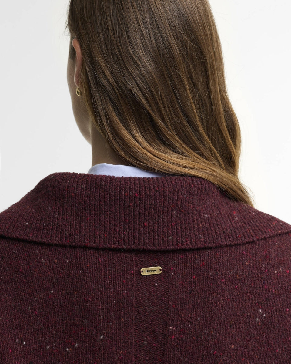 BARBOUR - LKN1579RE97 FIG LAVENSDALE HALF ZIP FLECK KNITTED JUMPER