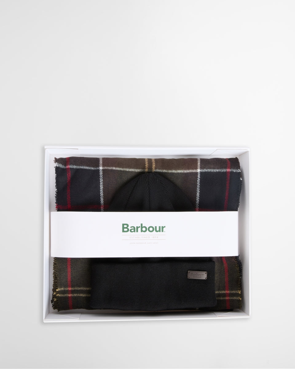 BARBOUR - MGS0079TN11 CLASSIC TARTAN SWINTON BEANIE & GALINGALE SCARF GIFT SET