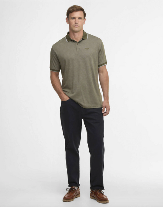 BARBOUR - MML1538OL54 TEXTURED POLO SHIRT MID OLIVE