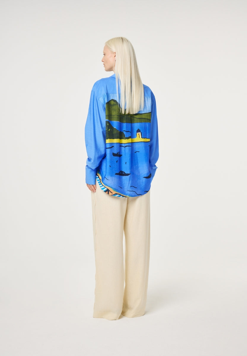 FABIENNE CAPOT - NAVINA BLOUSE BLUE/GREEN