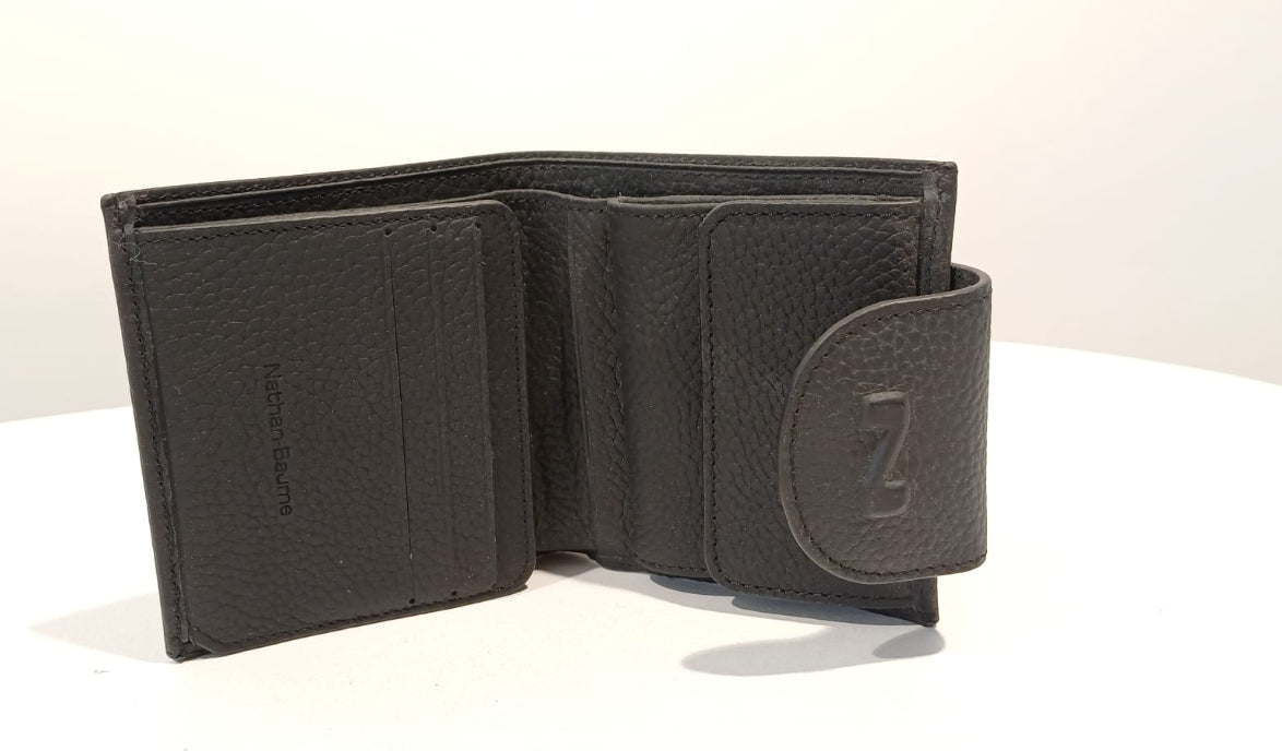 NATHAN BAUME - 100116N TRIFOLD WALLET WITH COIN POCKET 10,5X10 CM  ZWART