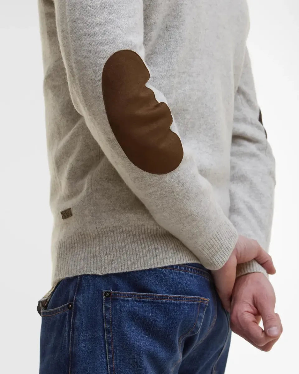 BARBOUR - MKN0584GY31 ESSENTIAL PATCH CREW LIGHT GREY MARL