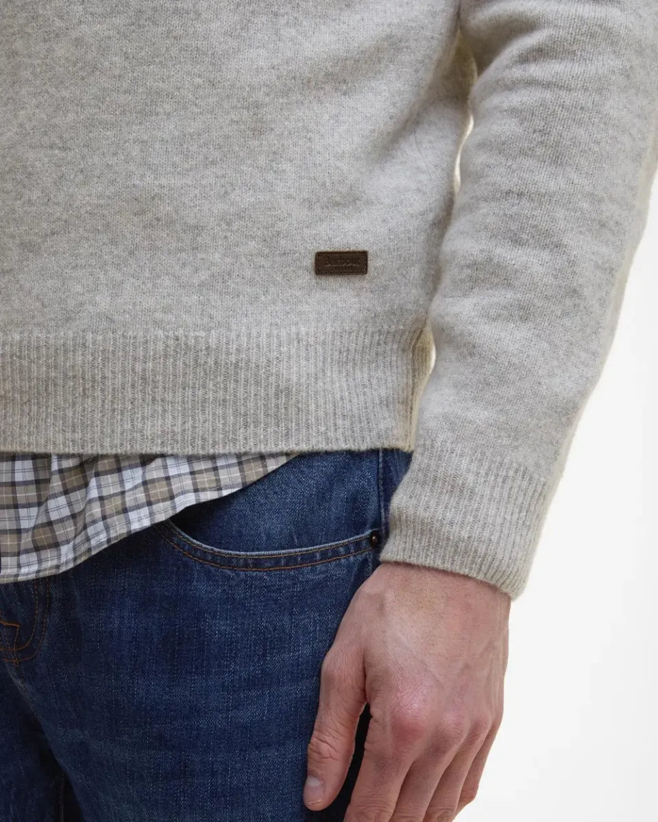 BARBOUR - MKN0584GY31 ESSENTIAL PATCH CREW LIGHT GREY MARL