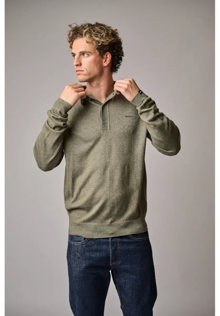 ANTWERP - BKW365-L227 KNIITED POLO BRONZE GREEN
