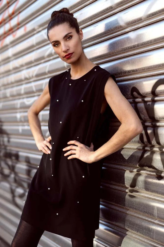 DAME BLANCHE - EVA-F50 FLUIDO DRESS BLACK