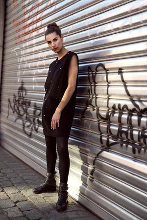 DAME BLANCHE - EVA-F50 FLUIDO DRESS BLACK