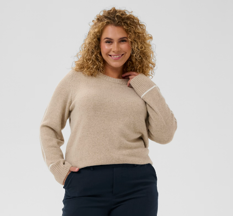 KAFFE CURVE - KCJINA KNIT PULLOVER FEATHER GREY MELANGE