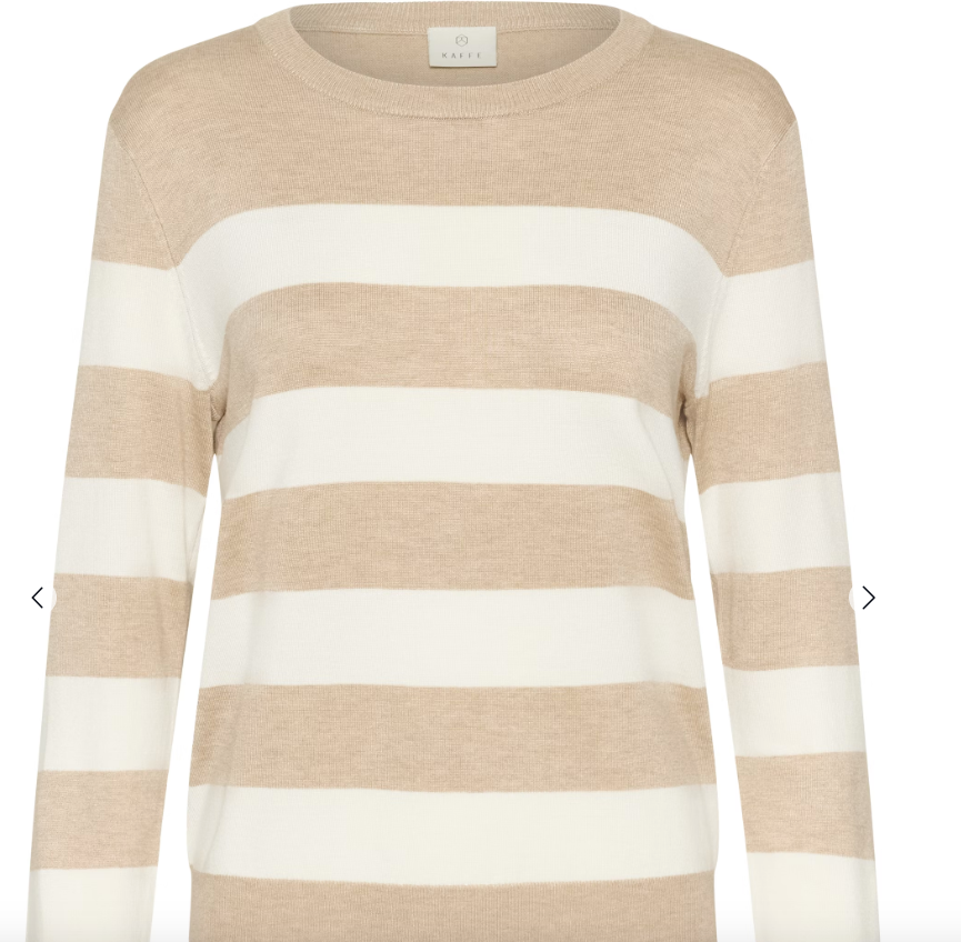 KAFFE CURVE - KCLIZZY STRIPED KNIT PULLOVER CHALK/WHITE dames