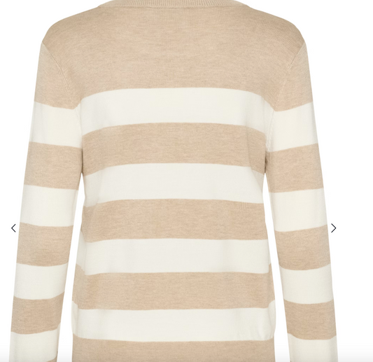 KAFFE CURVE - KCLIZZY STRIPED KNIT PULLOVER CHALK/WHITE dames