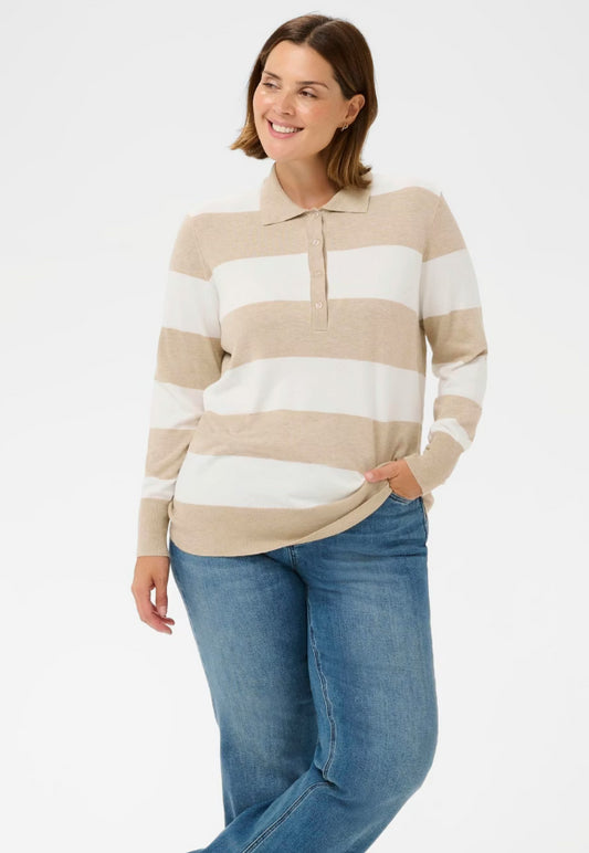 KAFFE CURVE - KCLIZZY STRIPED POLO PULLOVER