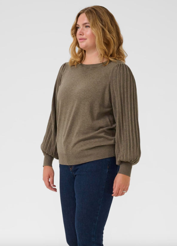 KAFFE CURVE - KCLONI KNIT PULLOVER MOREL MELANGE