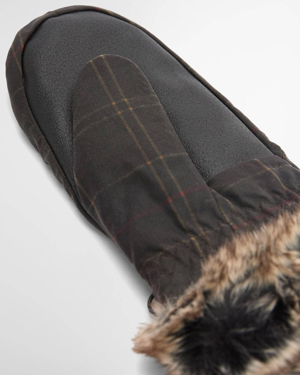 BARBOUR - LGL0157OL91 DARK CLASSIC TARTAN WAX MITTS GLOVES