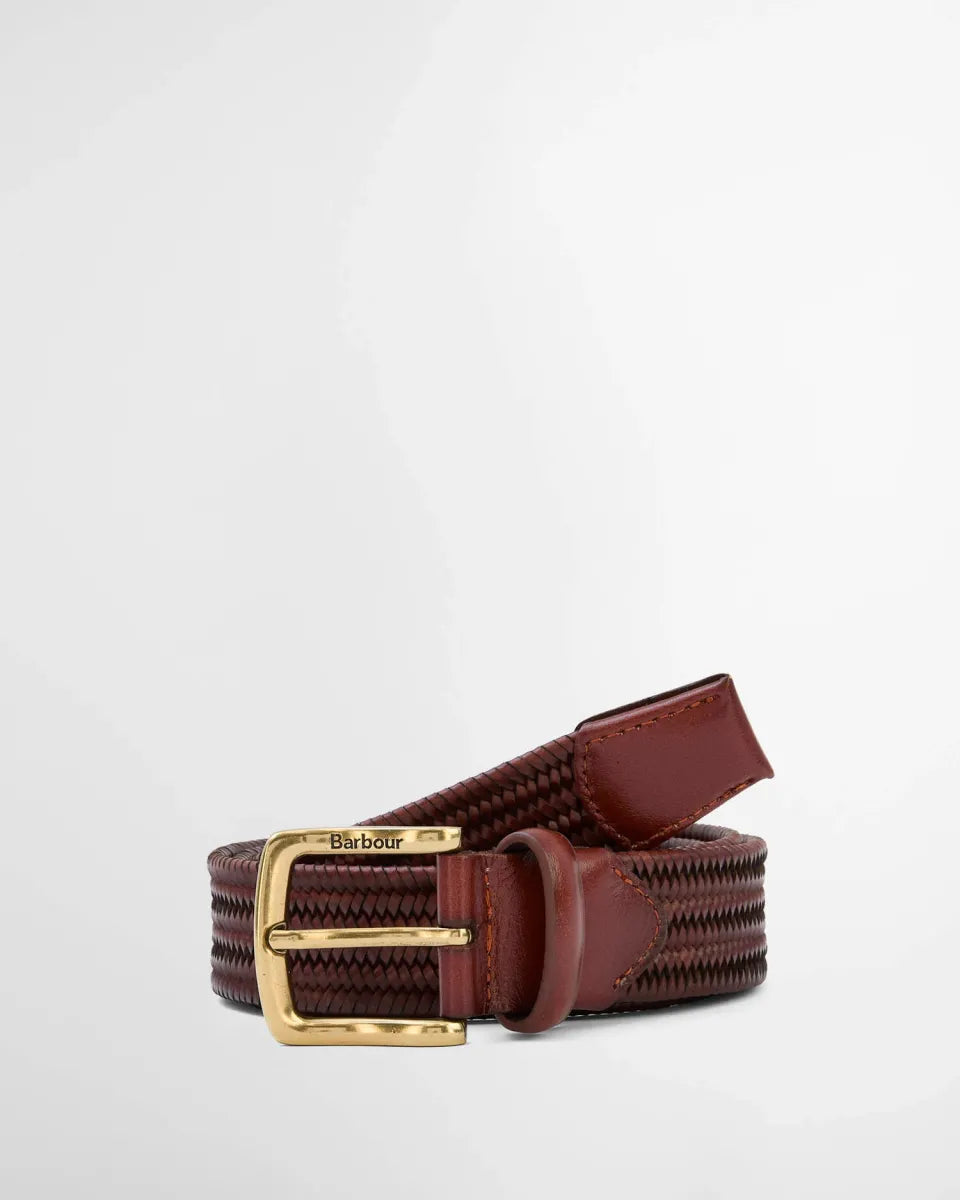 BARBOUR - MAC0486BR71 BROWN STRETCH LEATHER BELT