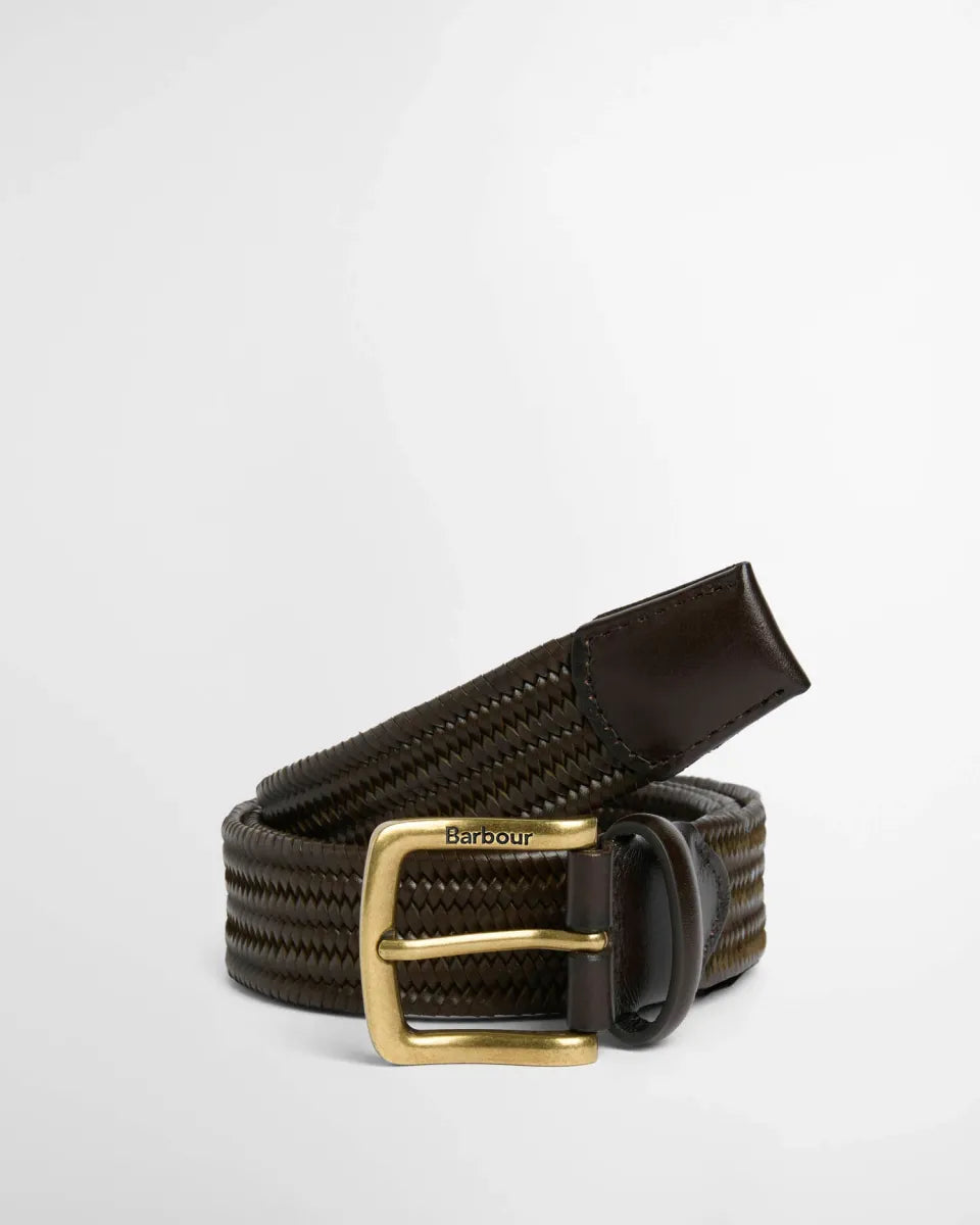 BARBOUR - MAC0486OL91 DARK OLIVE STRETCH LEATHER BELT