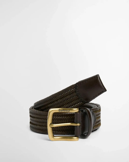 BARBOUR - MAC0486OL91 DARK OLIVE STRETCH LEATHER BELT