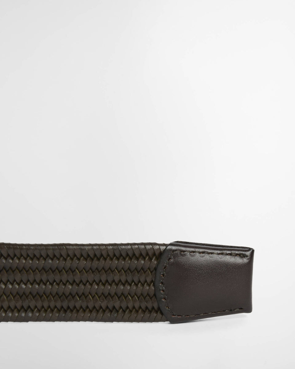 BARBOUR - MAC0486OL91 DARK OLIVE STRETCH LEATHER BELT