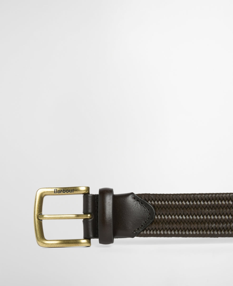 BARBOUR - MAC0486OL91 DARK OLIVE STRETCH LEATHER BELT