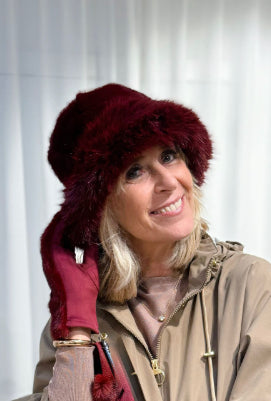 SOPHIE- Bordeaux Hat Faux fur