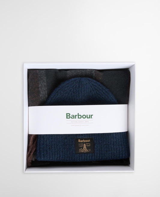 BARBOUR - MGS0095NY91 NAVY/GREY WESTERDALE BEANIE & SCARF GIFT SET