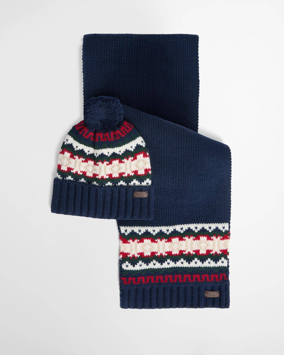BARBOUR - MGS0108TN98 EVERGREEN KANE KNITTED BEANIE & SCARF SET