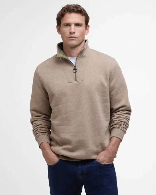 BARBOUR - MOL0641ST39 NELSON HALF ZIP SWEATSHIRT STONE MARL