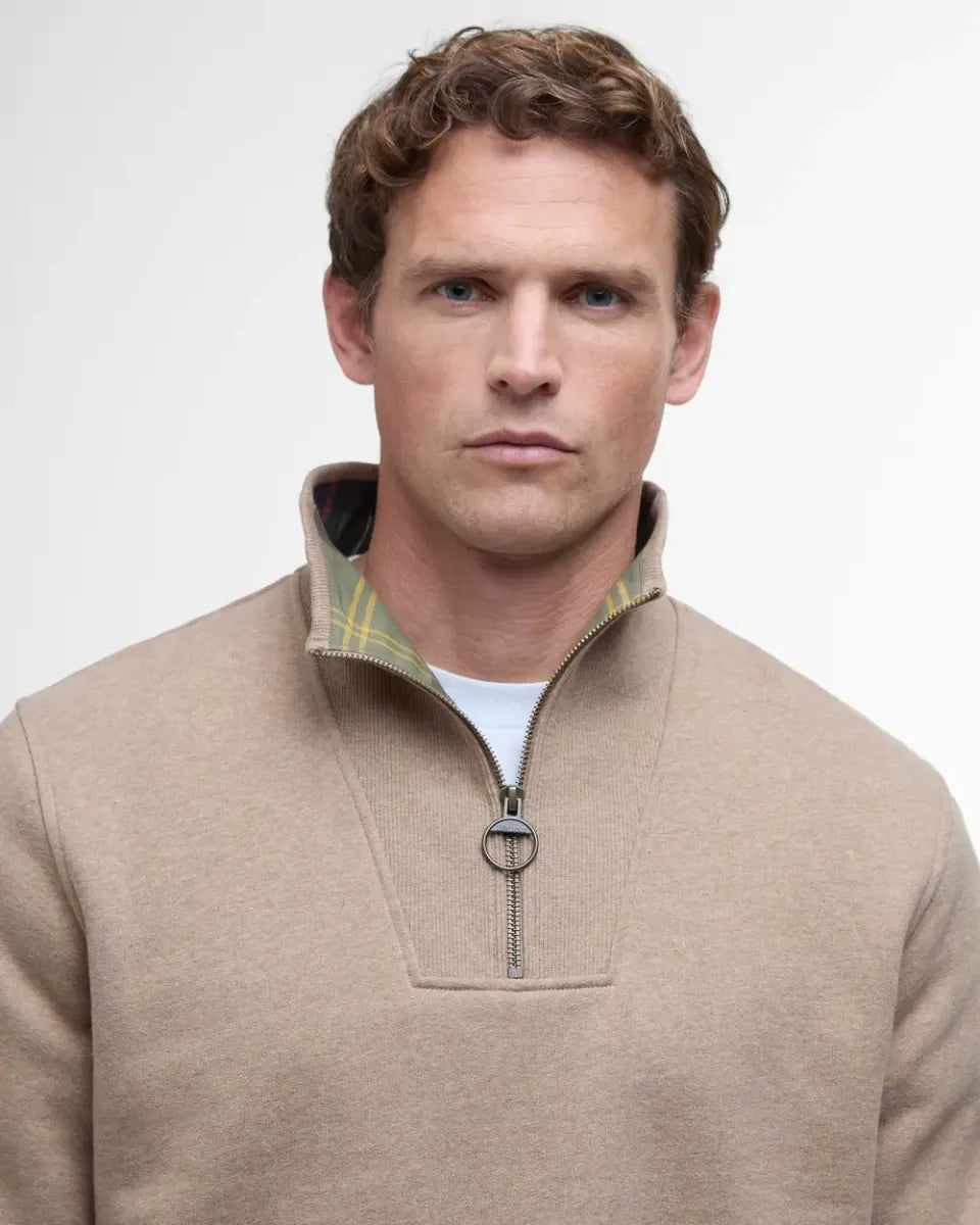 BARBOUR - MOL0641ST39 NELSON HALF ZIP SWEATSHIRT STONE MARL