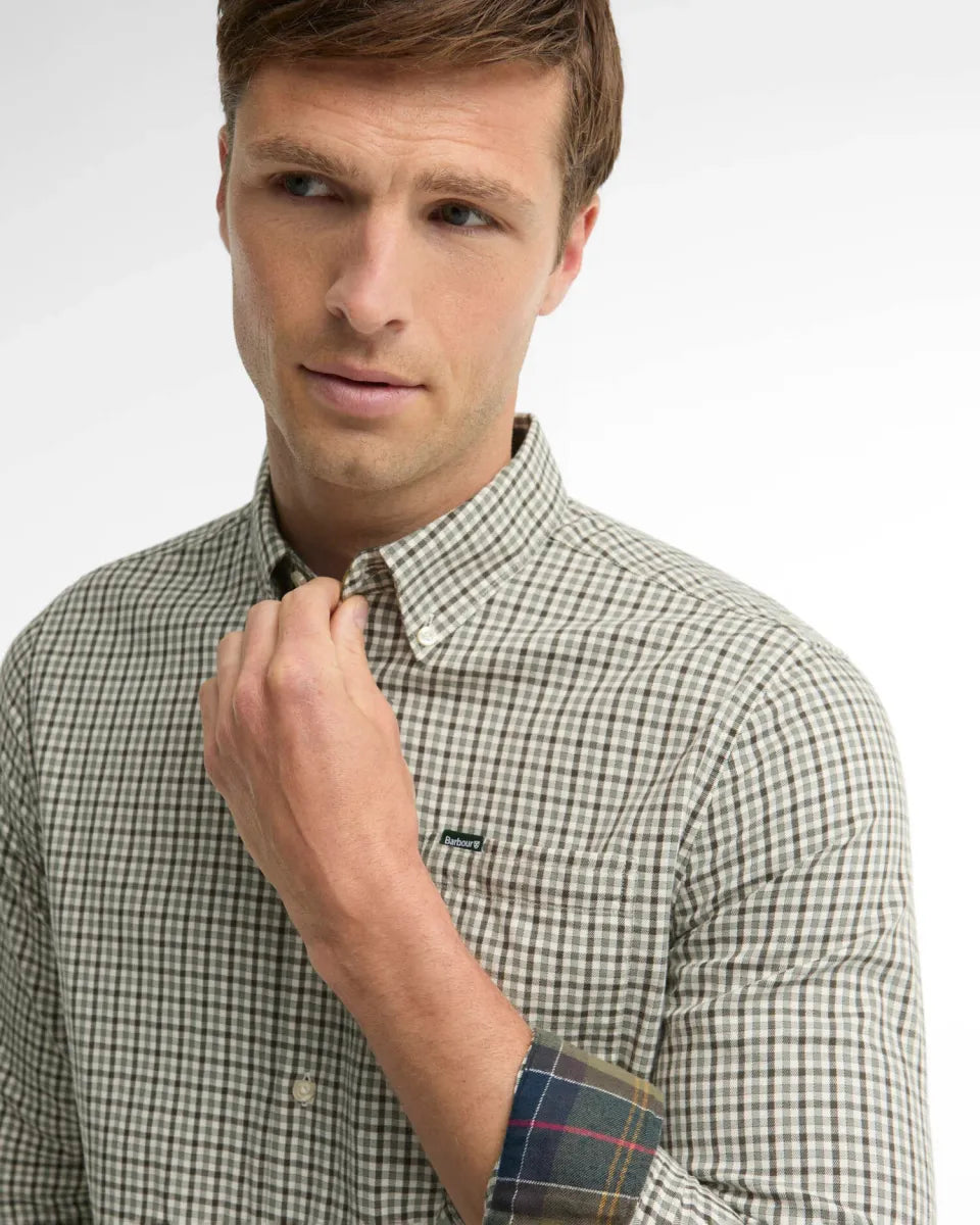 BARBOUR - MSH5027OL51 PADSHAW TAILORED GINGHAM SHIRT OLIVE