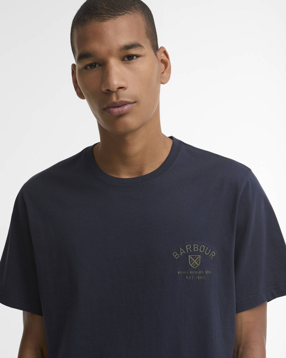 BARBOUR - MTS1655NY91 TARTAN CREST TEE NAVY
