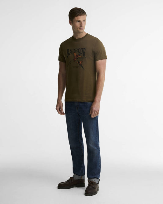 BARBOUR - MTS1683OL78 PHEASANT GRAPHIC TAILORED T-SHIRT BEECH