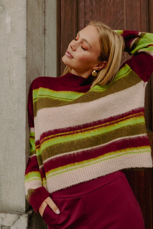 MORE THAN THAT - PULL SOLENE BORDEAUX LIME